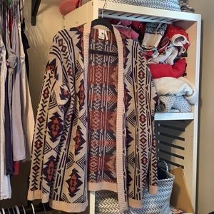 Pink Owl Aztec print cardigan size L